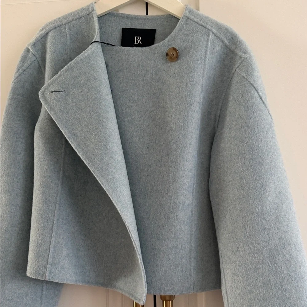 Banana Republic Wool cropped boxy jacket in Sea Glass Heather Blue. NWT fits XS* - Picture 3 of 13